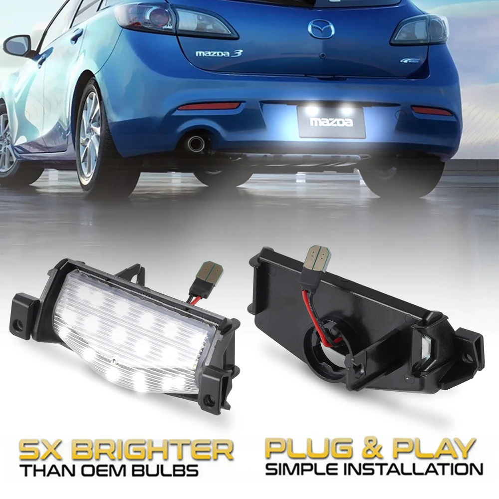 

2PCS/Lot Car LED License Plate Lamp Light For Mazda 2 3 M2 M3 2011-2013 Rear Number Lamps White Auto Accessories