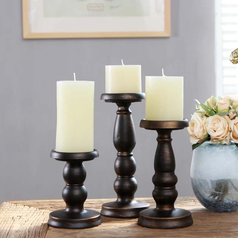 

Candlestick American Retro Black Iron Craft Decorations Candle Romantic Wedding Creative Gift Dining Table Candlelight Dinner