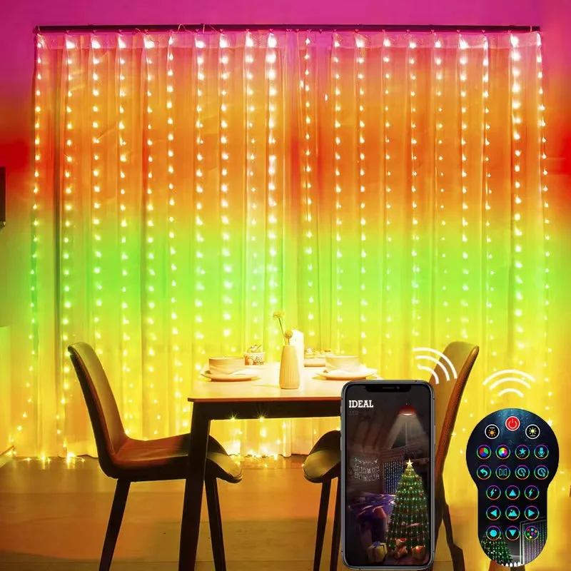 Smart Window Curtain String Light RGB Fairy Lights App Remote Control LED Garland DIY Picture Display Christmas Halloween Decor