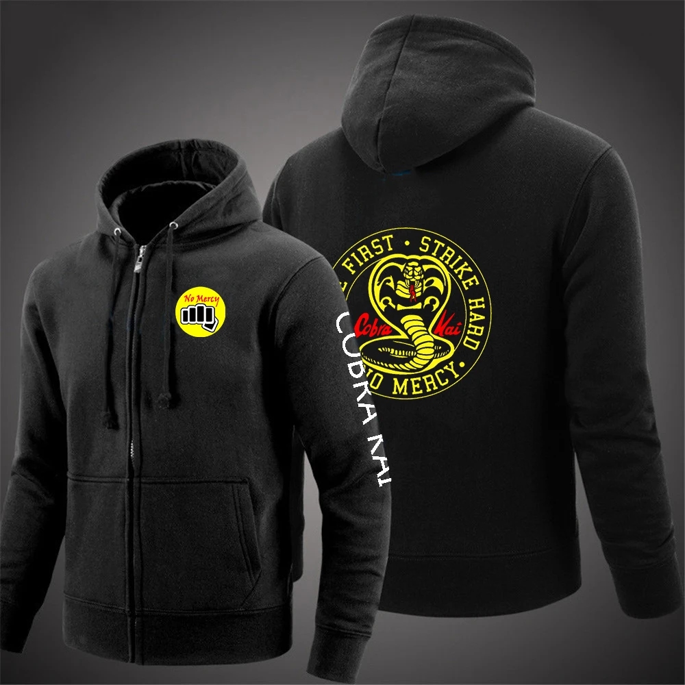 

2022 Cobra Kai No Mercy Strike First Strike Hard Men's Spring Print Zipper Hoodies Harajuku Jackets Sweatshirts Tops