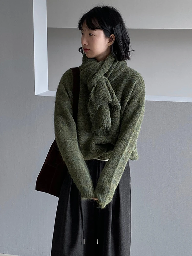 DEAT модный женский вязаный пуловер с v-образным вырезом свободный винно-красный