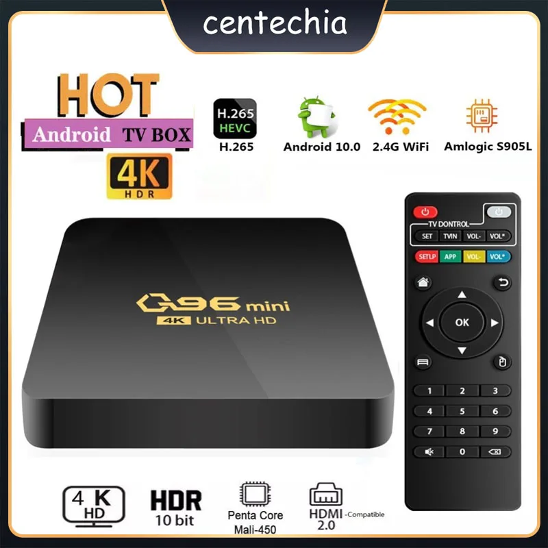 

New Q96 Mini Smart Tv Box Android 10.0 Amlogic S905 Quad Core 2.4G Wifi 4K 8Gb 128Gb Media Player H.265 Home Theater Set Top Box