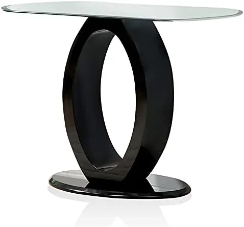 

Contemporary Glass Top Sofa Table, White