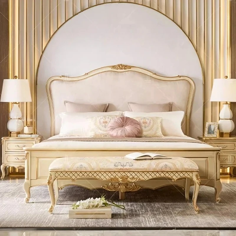 Фото Двуспальная кровать King Size для спальни, роскошная, современная, напольная, деревянная, экономящая пространство, мягкая, удобная, уникальная мебель №3