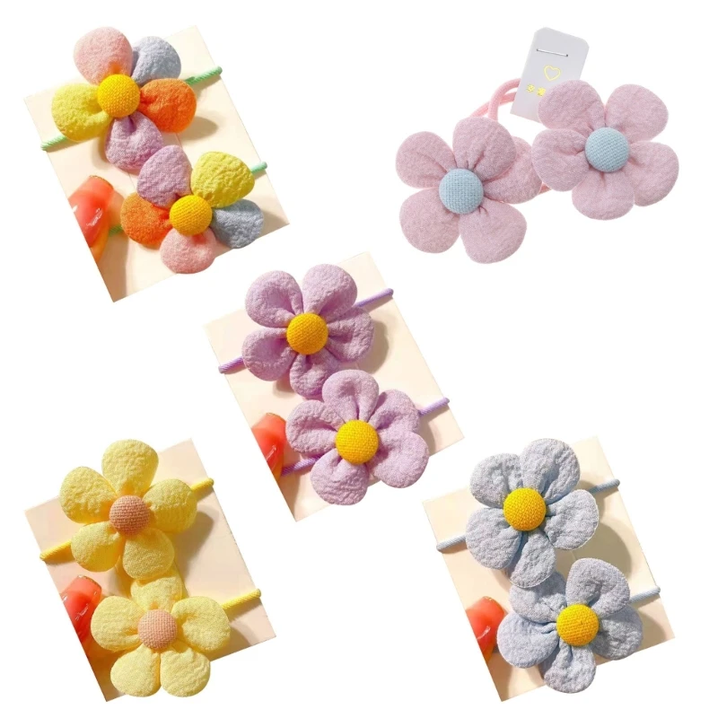 

Flower Hair Bands for Children Spring Hair Ropes Little Girl Sweet Hairband Fashion Hair Ties Toddler Hair Decors 2PCS