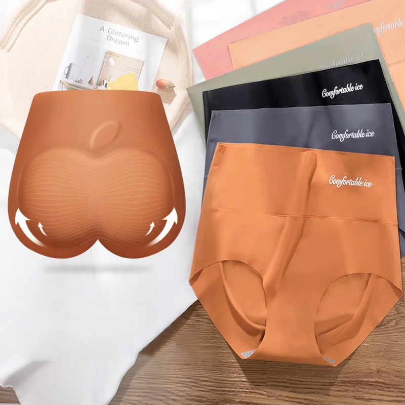 

Sexy Women Panties Ice Silk Briefs Seamless Underwear High Waist Pants Comfort Lingerie Female Underpants Thongs