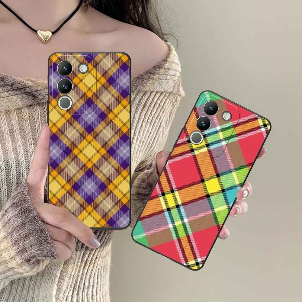 Lattice Grid Texture Mobile Cell Phone Case for VIVO Y95 Y93 Y31 Y20 V19 V17 V15 Pro X60 NEX Black Soft Cover Shell