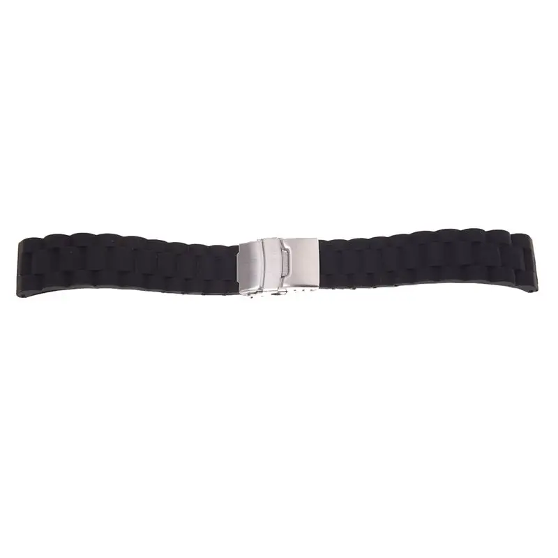 

Black Silicon Strap Waterproof Watchband Diving Belt Clasp 20 Mm