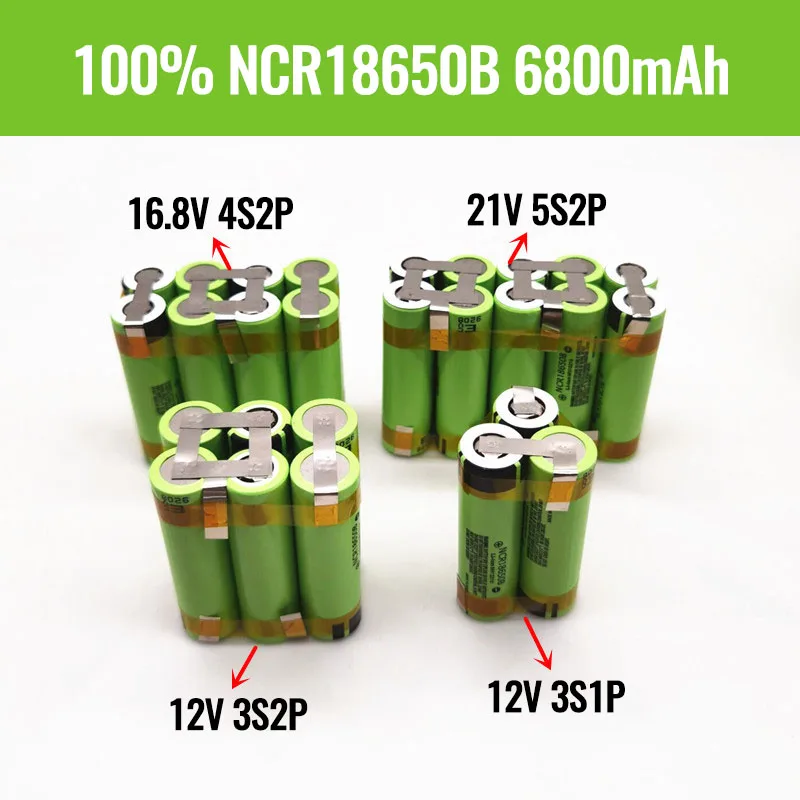 

New original 3s1p 3s2p 4s2p 5s2p 12V 16.8v 21V 25V battery pack ncr18650b 20A Shura screwdriver battery discharge current