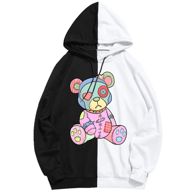 

Hip Hop Hoodies Pastel Goth Teddy Bear Vintage Fleece Tops Women Autumn Winter Fashion Graphic Japanese Anime Kawaii Sweatshirt