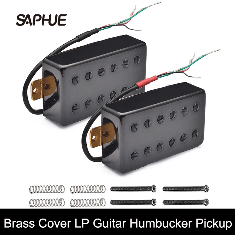 

Brass Cover Humbucker Double Coil 12 Hole Humbucker High Output Neck 7.5K/ Bridge 15K Coil Splitting for LP Guitar Black/Chrome