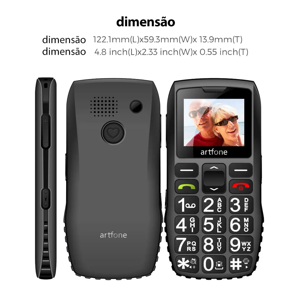 big button mobile phone for elderly artfone c1 dual sim unlocked 1400mah battery unlocked senior mobile phone with sos emerg free global shipping
