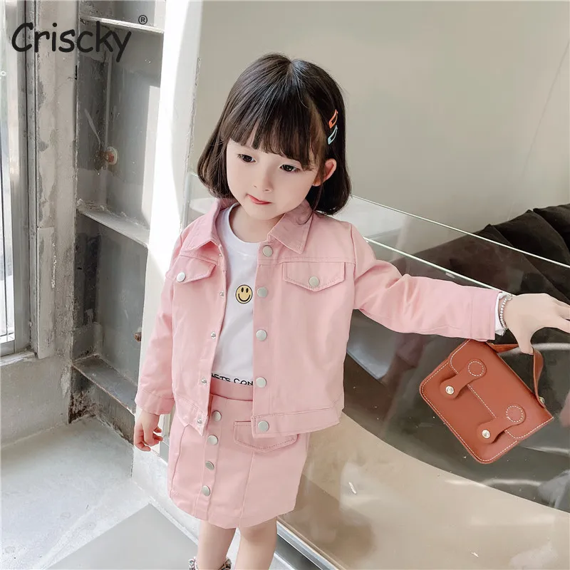 

Criscky Baby Girl Jean Clothes Set Cotton Infant Toddler Kid Denim Jacket+Skirt 2PCS Spring Autumn Clothing sets Outfit