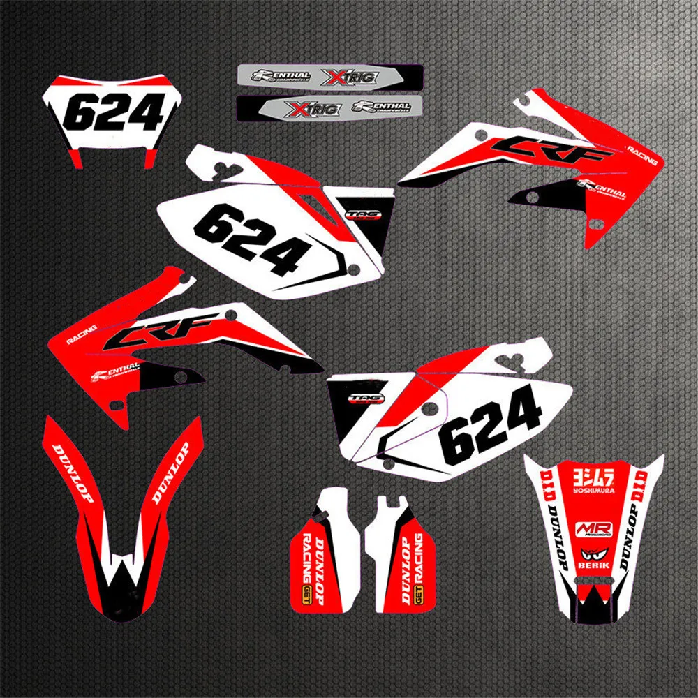 Наклейки с пользовательским номером 3 м графическая Наклейка для HONDA CRF250X 2004-2008 2009