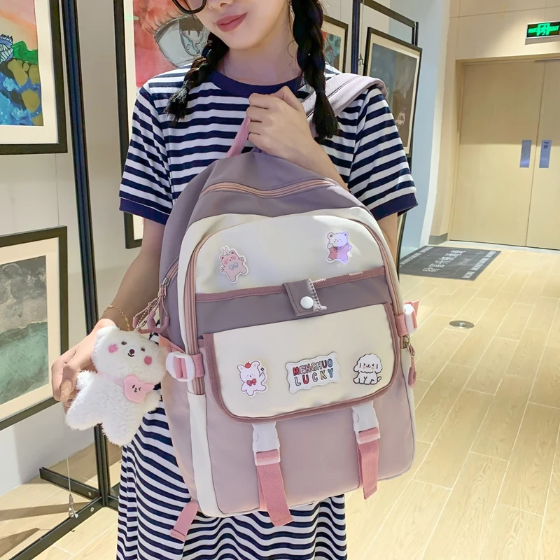 

JOYPESSIE Kawaii Student Bookbag Waterproof Cute Fashion Teens Backpack for Girls Shoolbag College Bag Women Laptop Mochila