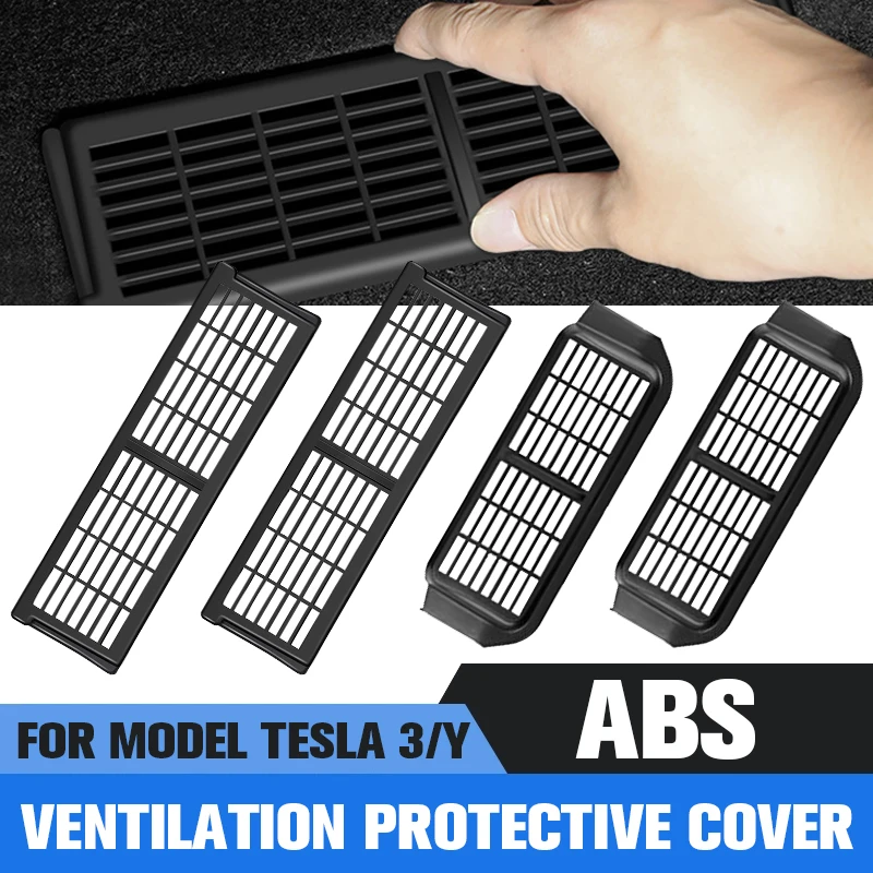 ABS Air Outlet Easy to Install 2Pcs Tesla Car Under-Seat Vent Protection Cover For Model 3/Y Accessories Hollow Out Design
