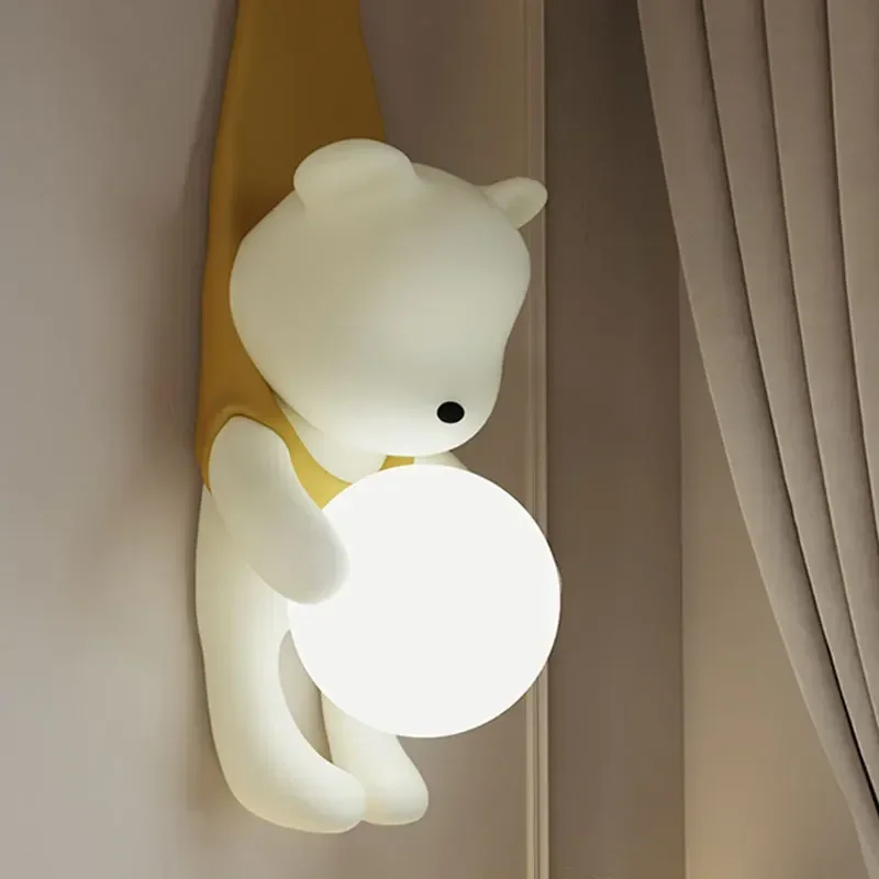 

Европейская креативная мультяшная настенная лампа с медведем, современный кремовый стиль, лампы для спальни, гостиной, кабинета, осветительный прибор для детской комнаты