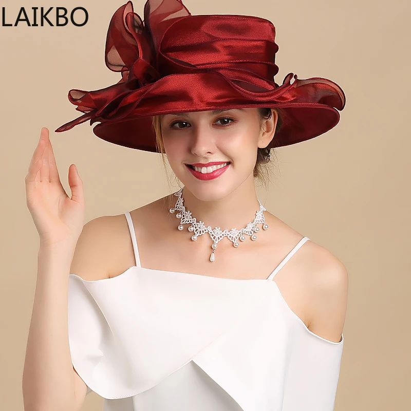 

Ladies Fascinators Millinery Hat Church Wide Brim Bucket Hats Kentucky Derby Fedora Women Summer Beach Foldable Sun Cap 55-58CM