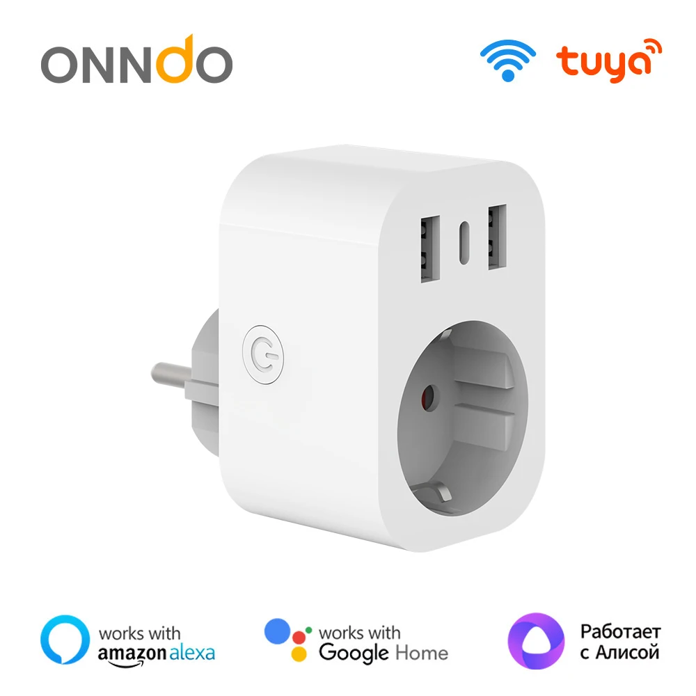 

Умная вилка и розетка ONNDO Tuya с поддержкой Wi-Fi, USB Type-C, 16 А