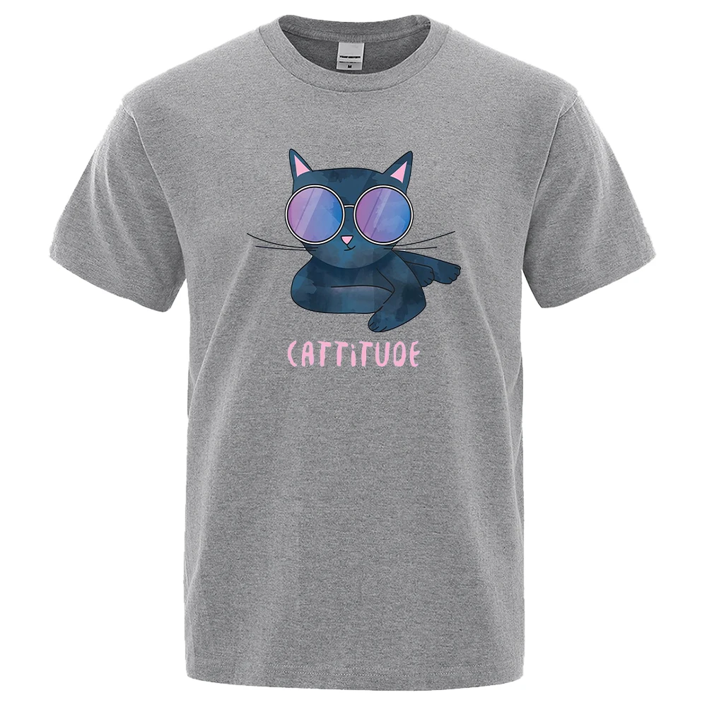 

Cat With Sunglasses Cartoons Cute Print Men's T-shirts Casual Comfortable Tops Loose O-Neck Tshirts Man Oversize S-XXXL Tshirts