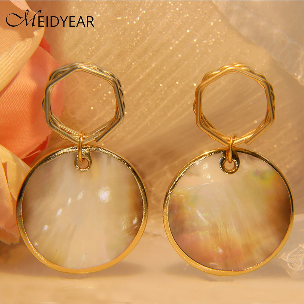 

Новые серебряные покрытые иглой круглые серьги из 18-каратного золота в виде ракушек женские изысканные модные характерные серьги