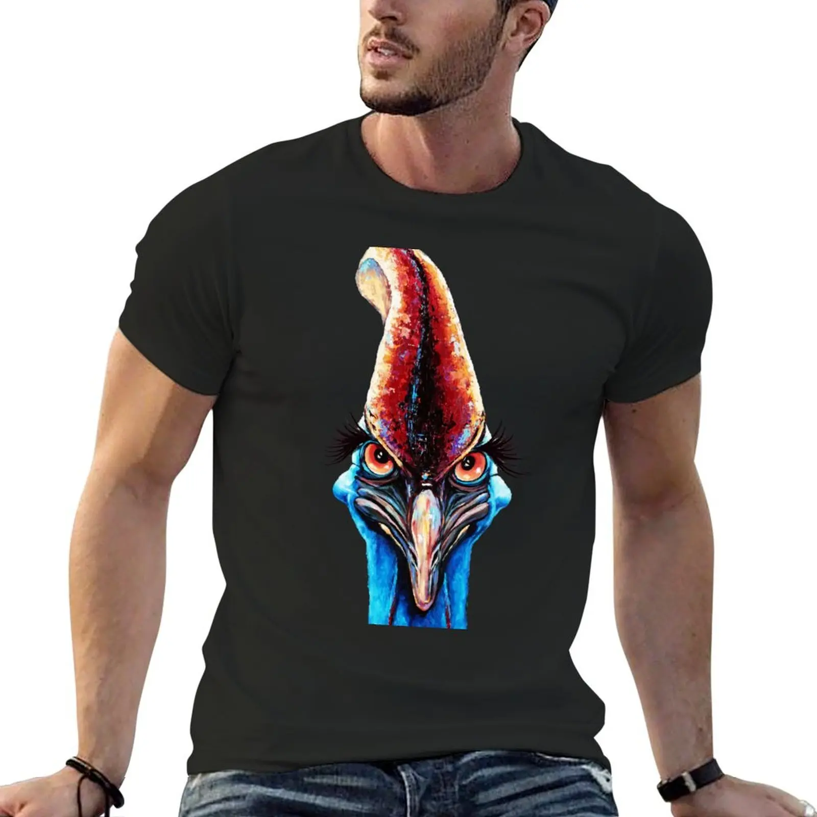 Футболка cassowary face с короткими рукавами корейские модные забавные футболки для