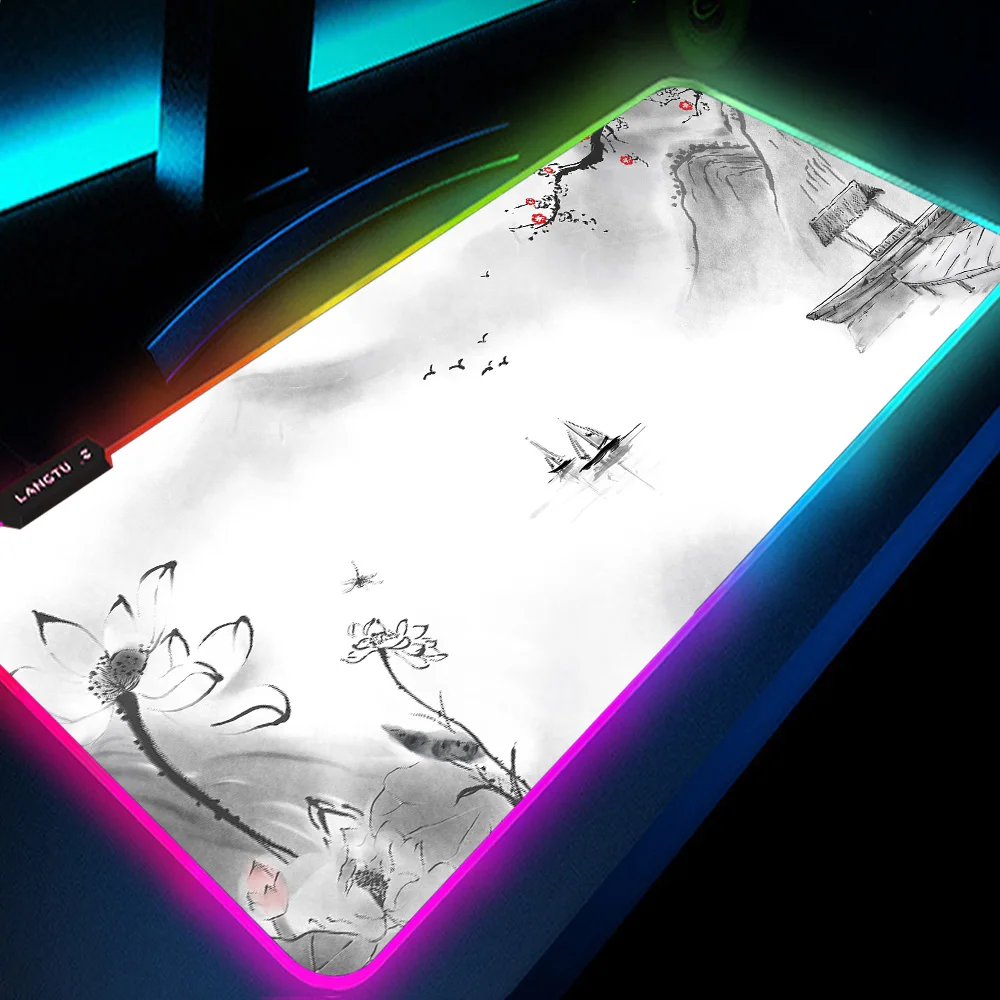 

LED Backlit Landscape Pad Mouse Custom Xxl Mats Luminous Mousepad Office Mat Computer Desk Mat RGB Mouse Mats Switch Pad Playmat