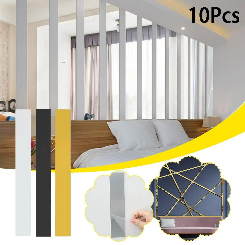 

Зеркальная настенная наклейка из нержавеющей стали, водонепроницаемое ПВХ украшение для стены, фона, Потолочная линия талии, плоская плитка, стикер для дома, 10 шт.