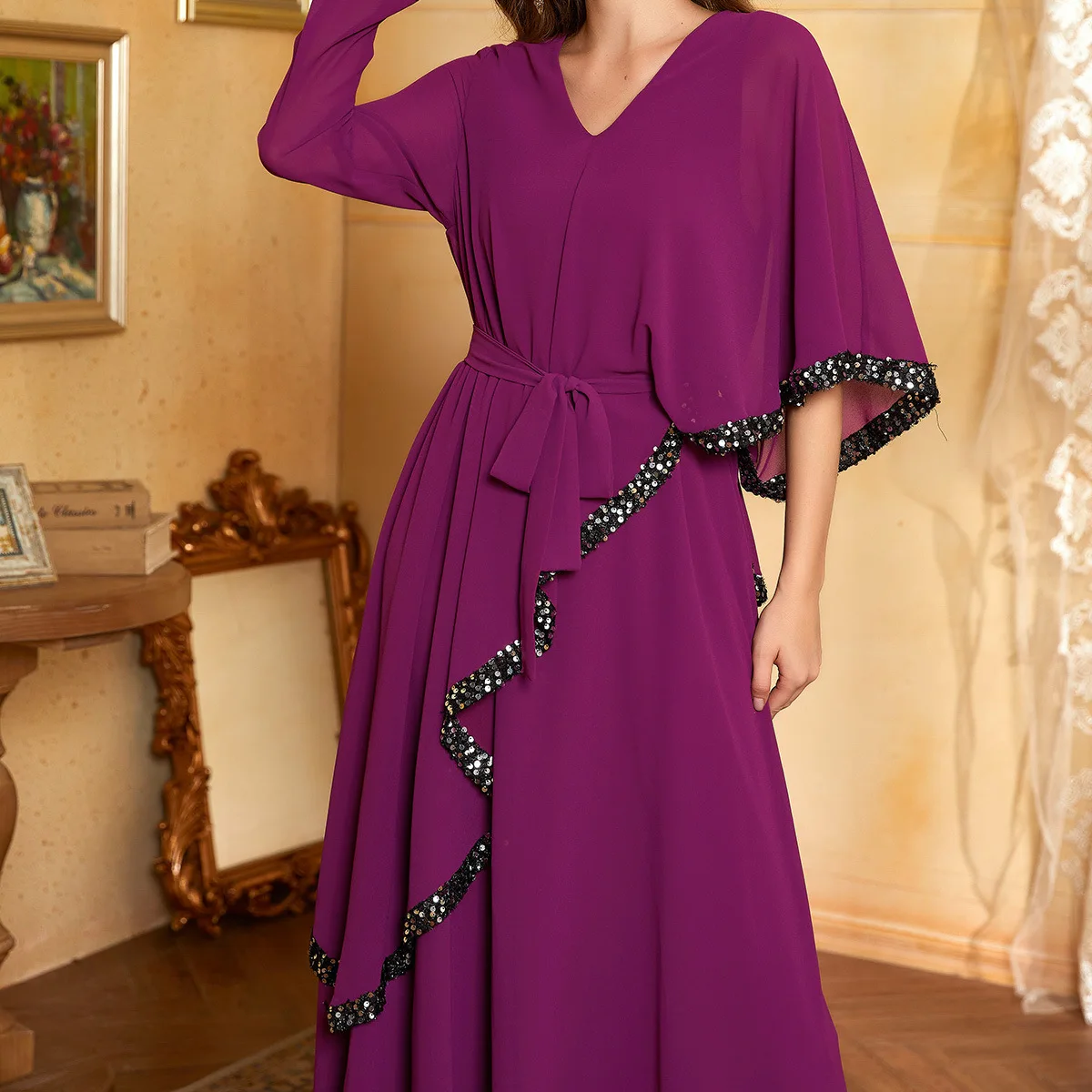 Chiffon Muslim Fashion Maxi Dress Abaya Dubai 2022 Turkey Arabic Islam African Dresses for Women Kaftan Robe Satin Longue Femme