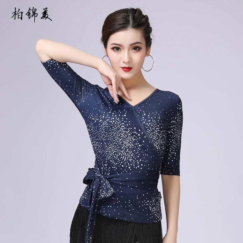 Топ женский для латиноамериканских танцев одежда взрослых с рукавом средней