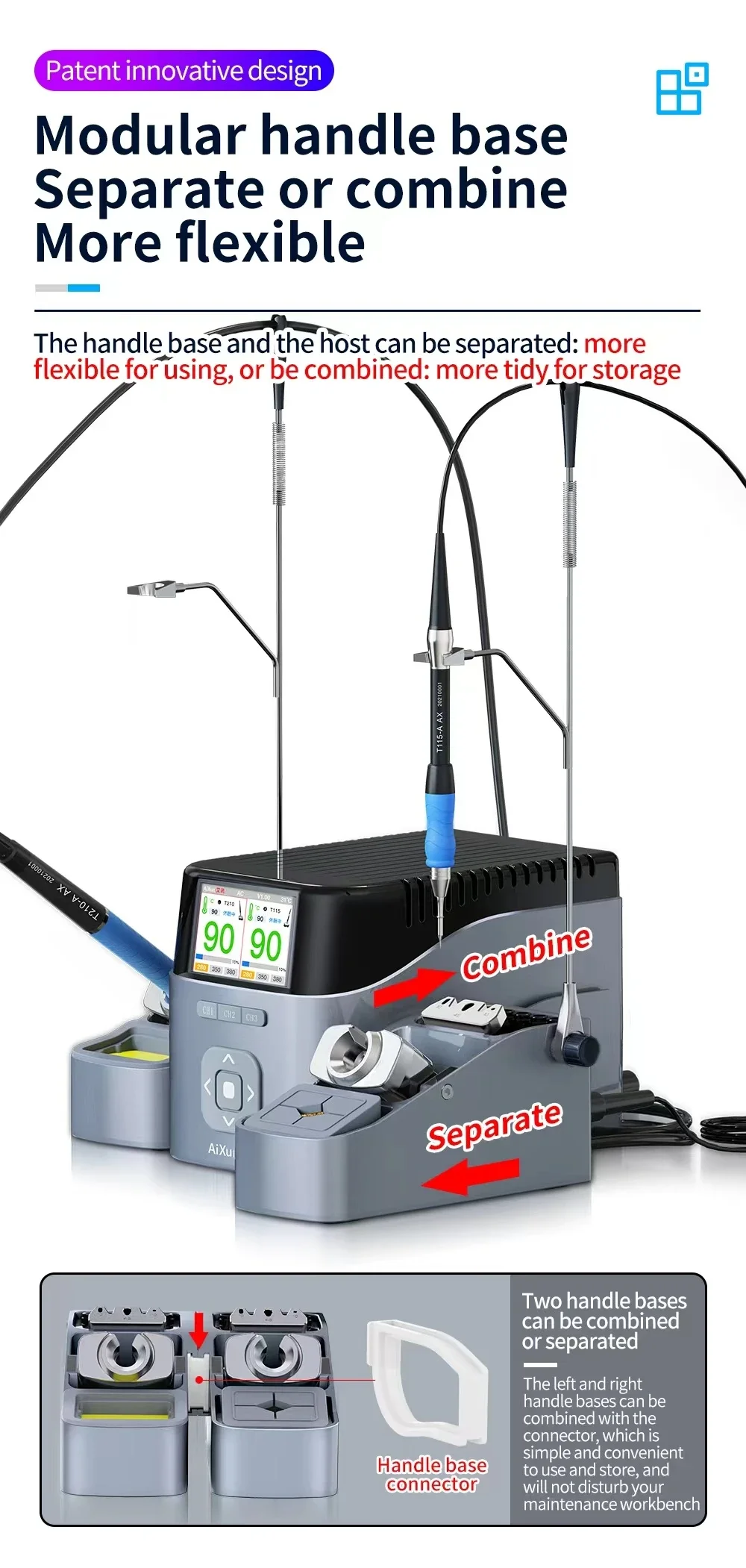 Паяльная станция JC AIXUN T420D интеллектуальная двухканальная быстрая паяльная с