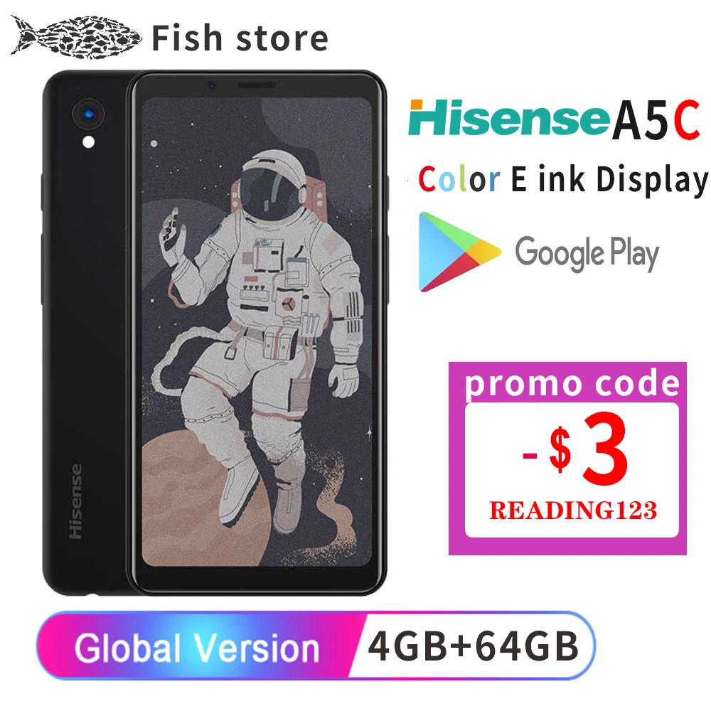 Google Play Hisense A5C Android 9.0 Smart Phone Muilt-Language Color Eink Display Protect eye Ebook Reader Kindle yota facenote