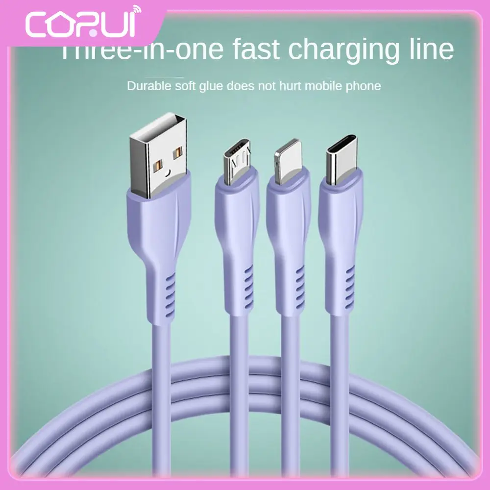 

Liquid Charging Without Burning Easy To Clean Soft Rubber First Line Three Use Not Easily Broken Charging Cable Three In One