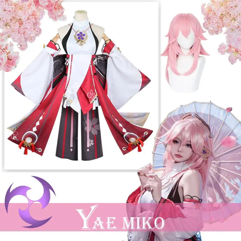

Genshin Impact Yae Miko Guuji Yae Cosplay Costume Wigs Genshin Games Uniform Dress Outfits Halloween Costumes For Women