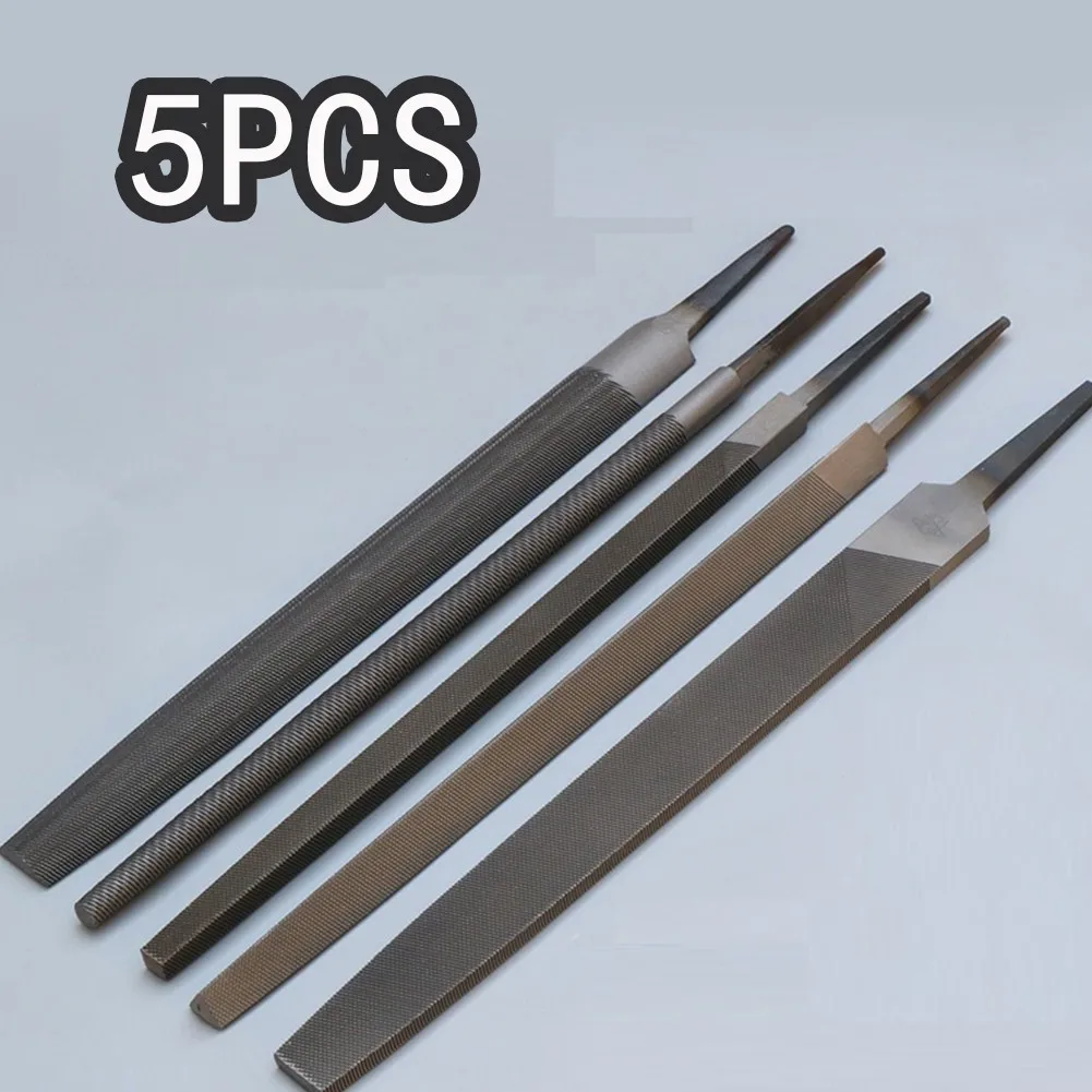 

5pcs 6 Inch Industrial Steel Files Set Flat/Round/Half Round/Triangle/Square For Metalworking Woodworking Steel Rasp File Flat