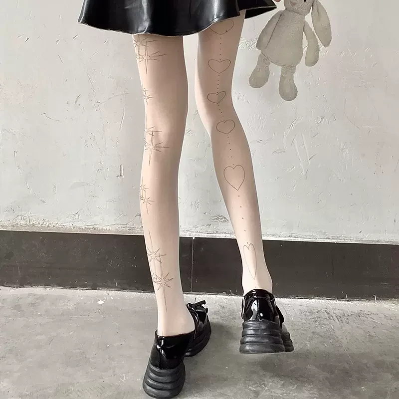 Y2k чулки до бедра для девочек сексуальное женское белье колготки с принтом сердца