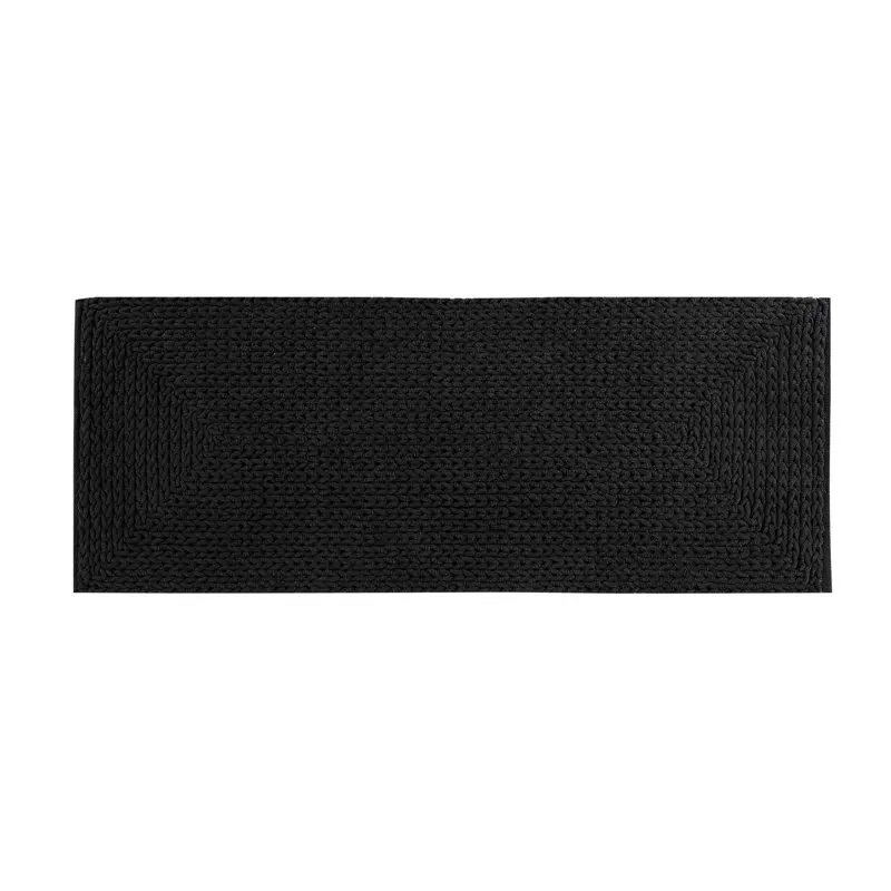 

Braided Black Cotton Chenille Bath Runner Rug, 24" x 60"