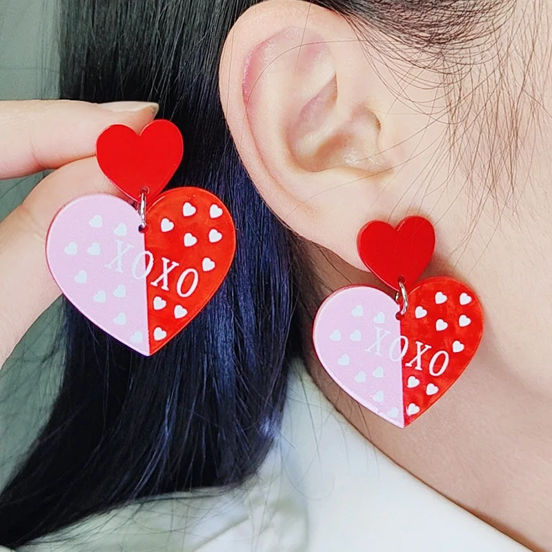 Новые серьги для влюбленных на День святого Валентина индивидуальные акриловые