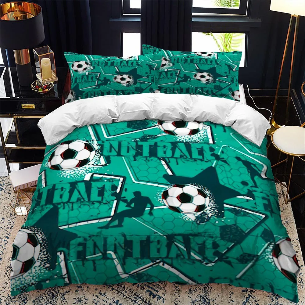 

Soccer Duvet Cover for Kids Teens Adults Set 2/3pcs FootBall Print Bedding Set with Comforter Cover and Pillowcases Ball Theme