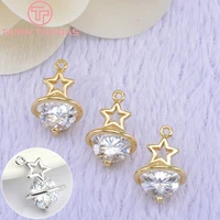 13066pcs 11x15mm 24k gold color plated brass with zircon star charms pendants high quality diy jewelry making findings