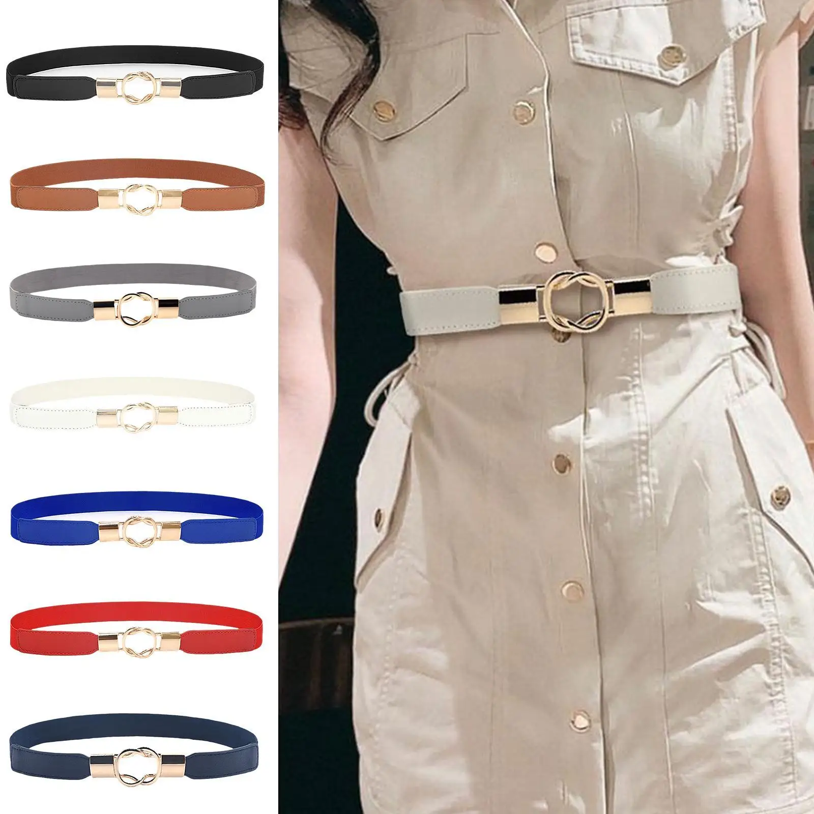 Elastic Belts For Women Gold Color Buckle Belts Female High Quality Women Fashion Dress Belts Waistband Stretch Women's Belt