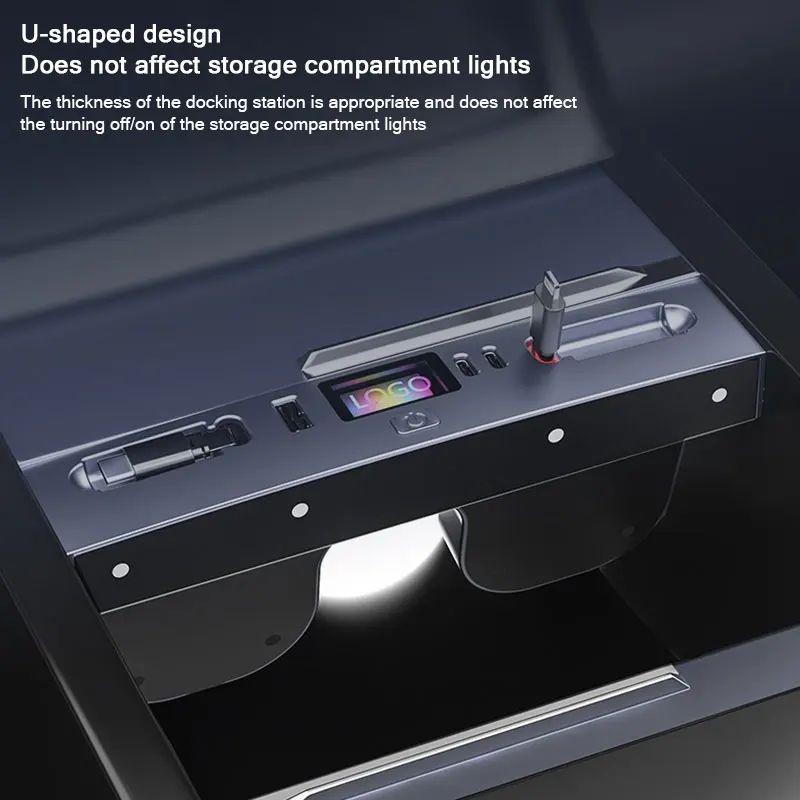 Фото Для Tesla New Model Y Juniper 2025, Model 3 Highland 2024: Быстрый зарядный USB-хаб Type-C 65W/45W для центральной консоли, док-станция расширения №2