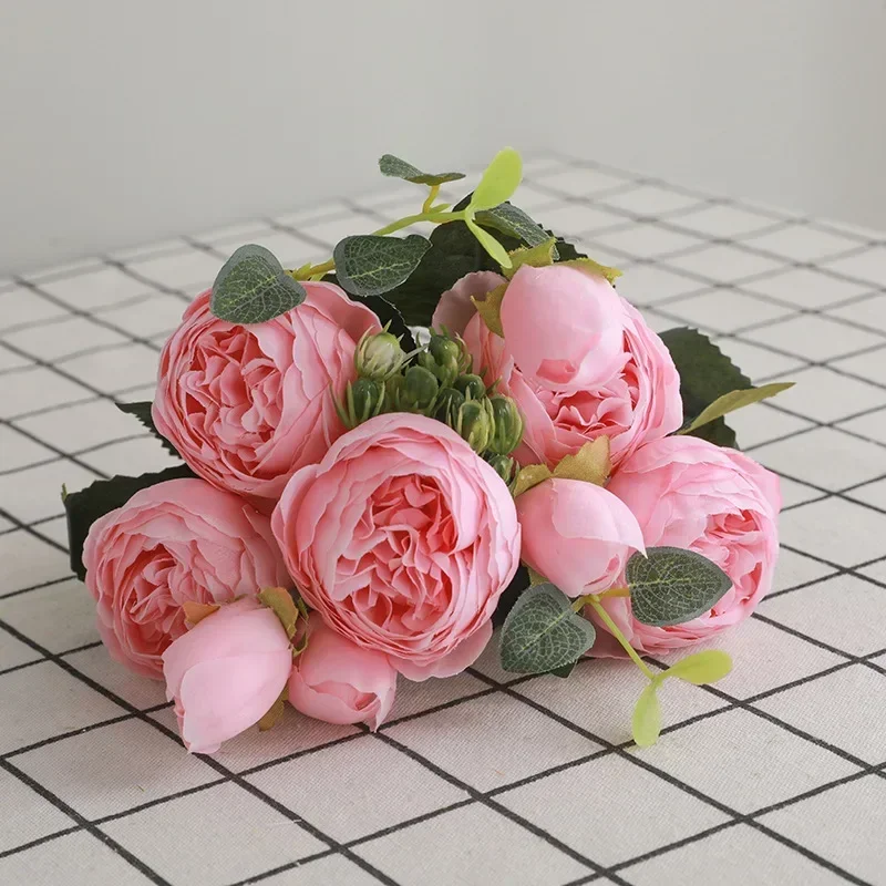 

Розовые шелковые пионы искусственные цветы букет