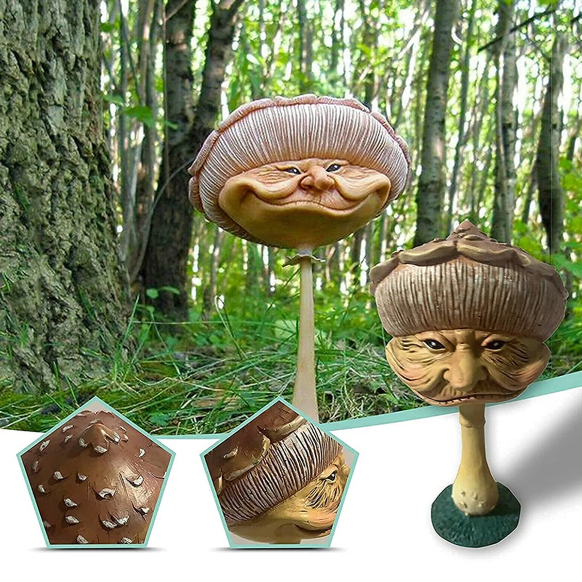 

Halloween Human Face Mushroom Sculpture Resin Crafts Ornaments Garden Statue Figure Ornaments Flower Pot Garden Yard Decoration