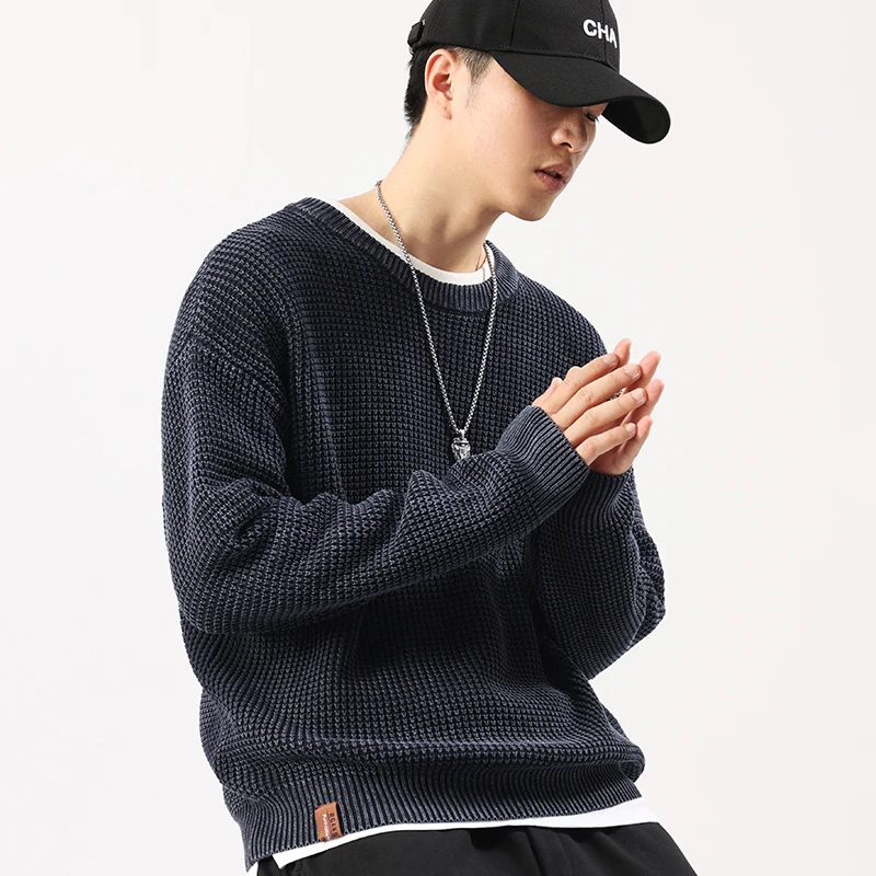 High-Quality Korean Fashion Knitted Sweater Men Pullovers Men Autumn Solid Color Wool Sweaters Men Street Wear Mens Clothes
