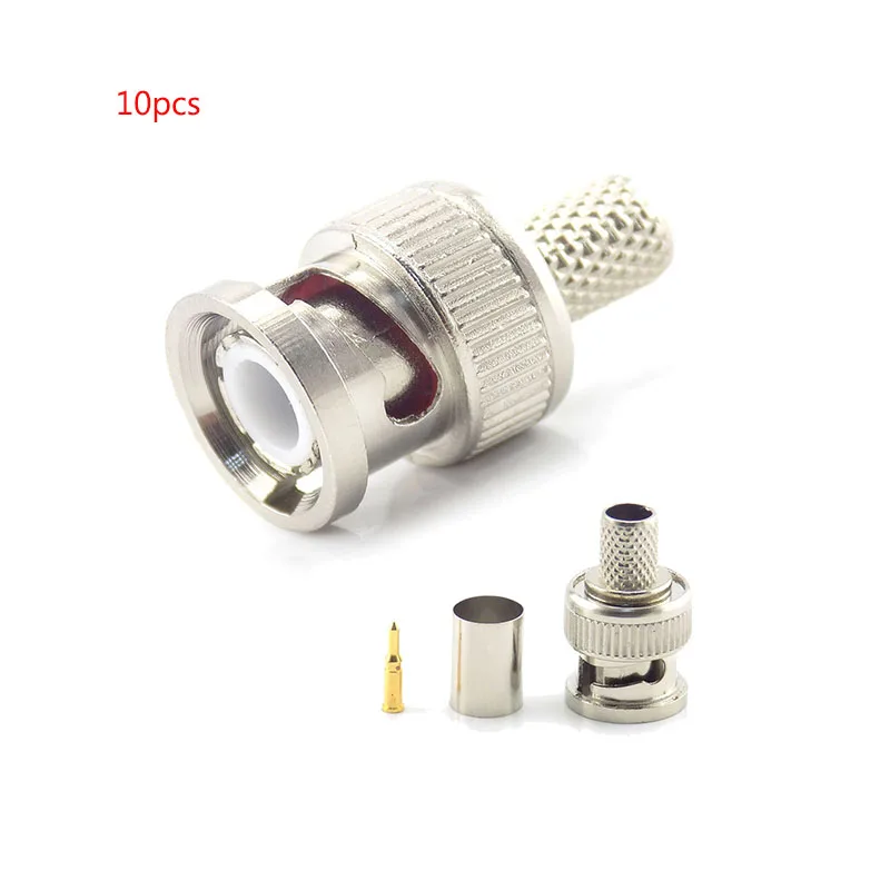 

Gakaki 10Pcs/Lot 3 In 1 Cctv Camera Coupler Crimp Connector Bnc Male Bnc Connector To Coax Rg59 Connector Cable Accessories w1