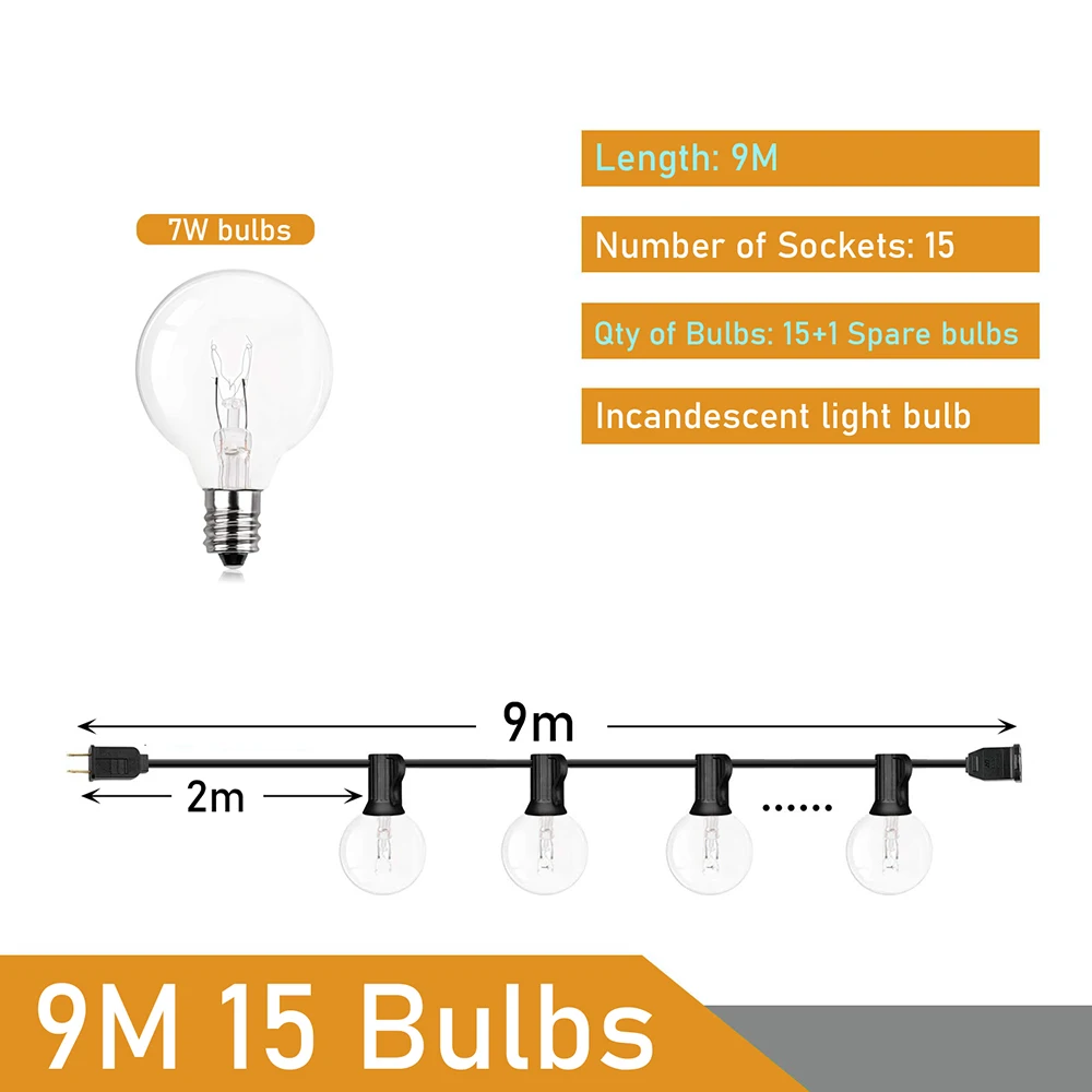 

Гирлянда Topdii G40 круглых лампочек