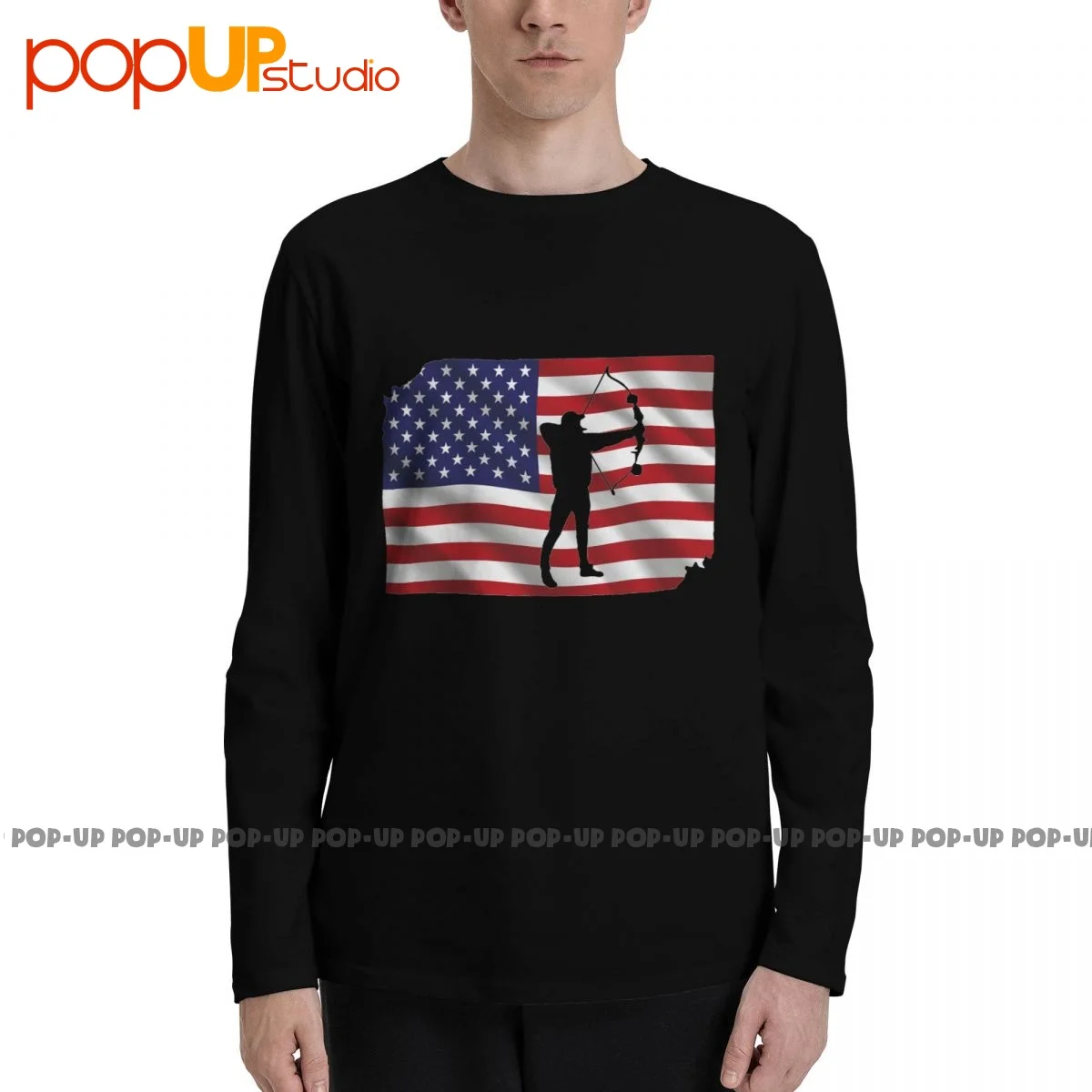 Bowhunting США Спорт Стрела Лук Охотник Футболки с длинным рукавом Футболка редкий хлопок классический бестселлер