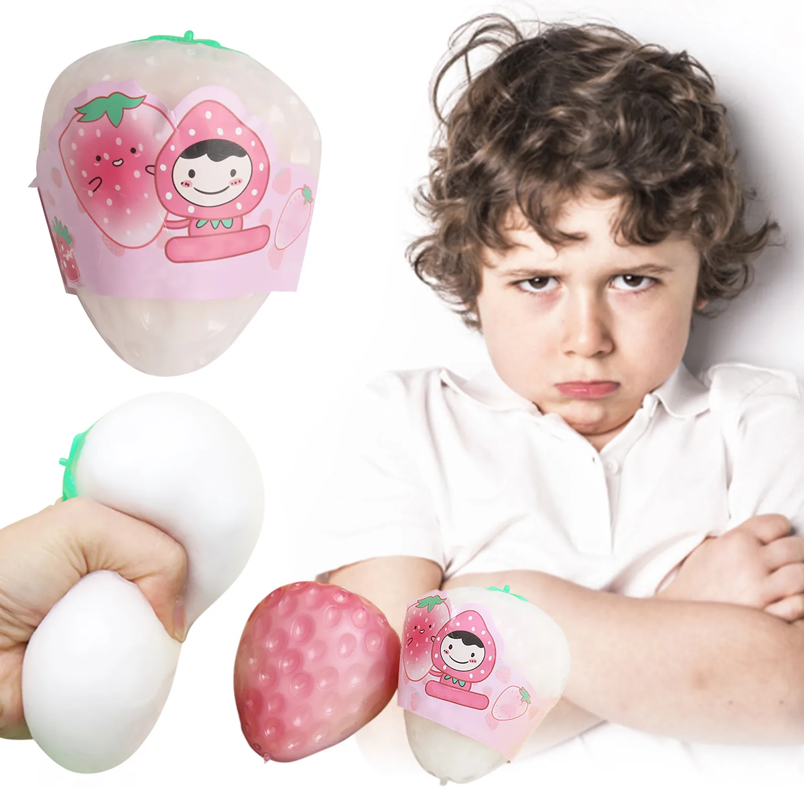 

1Pcs Discoloration Strawberry Toy Soft Anxiety Relief Cute Novelty Stress Vent Tool Kids Adult Fidgeting Decompression Toy 6 Cm