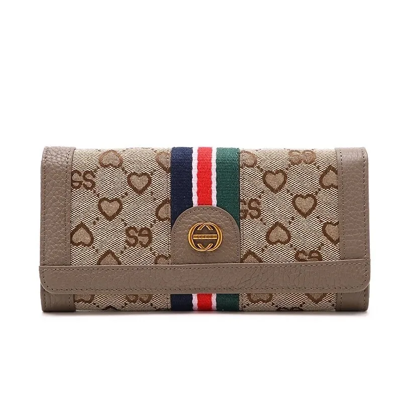 Новинка 2024 женский длинный Роскошный кошелек из натуральной коровьей и холщовой